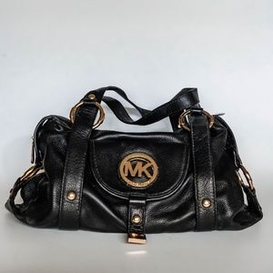 Michael Kors Black Leather Satchel Handbag